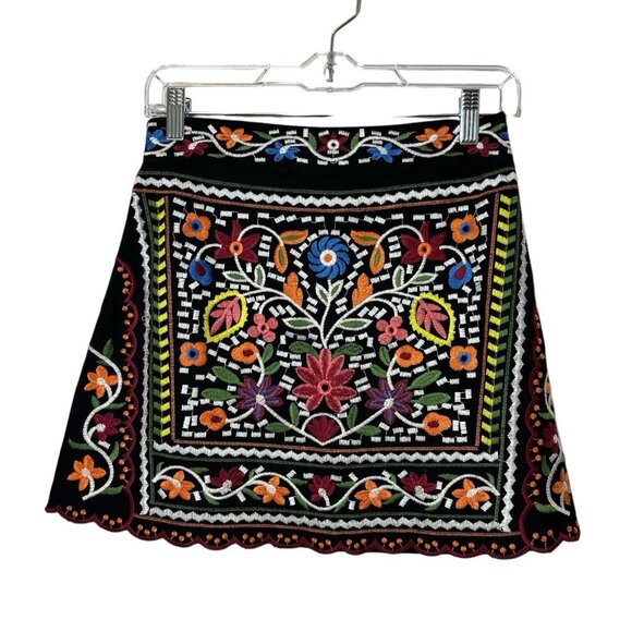 LULUS Women Mini Skirt Small Size black embroidered Don't Stop the Party A Line - Picture 3 of 12
